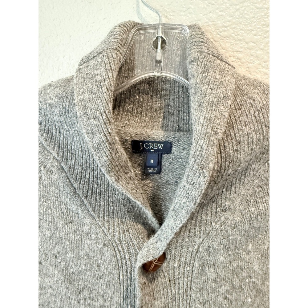 J Crew Mens Shawl Collar Cardigan  Lambswool Gray Grandpacore Sz Med Button - Picture 6 of 12